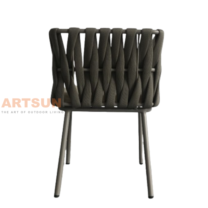كرسي خارجي من الألومنيوم منسوج بحبل فاخر لمشاريع الحدائق والفنادق في الفناء
