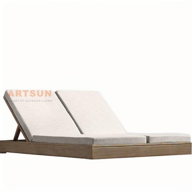 بالجملة فندق Resort Beach Teain Wood Wood Double Chaise Lounge