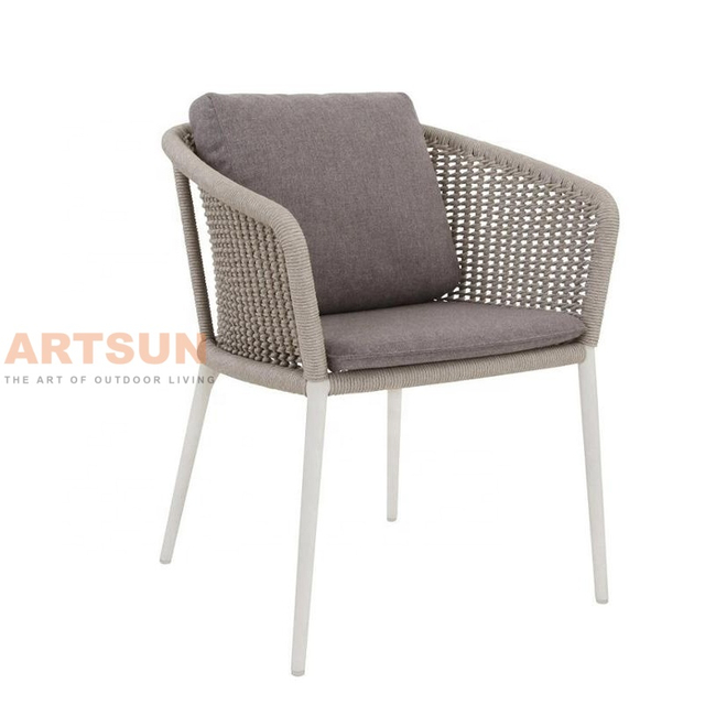  كرسي خارجي أنيق ومتين ومقاوم للطقس مصنوع من الألومنيوم المنسوج