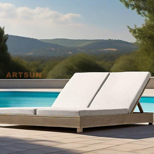 بالجملة فندق Resort Beach Teain Wood Wood Double Chaise Lounge
