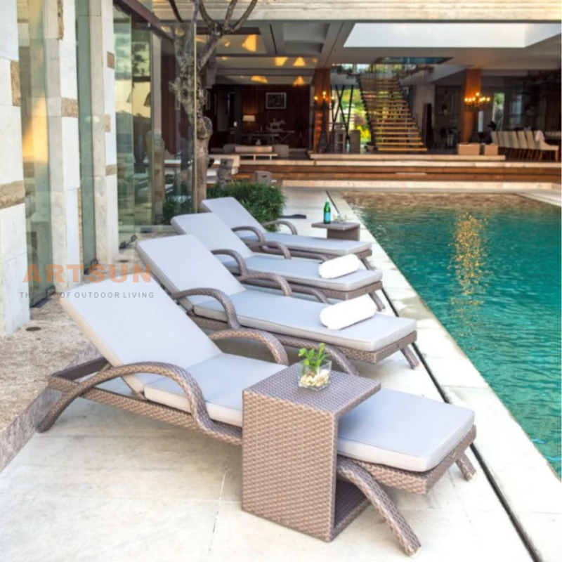 Rattan Rattan Rattan Reclining صالة الاسترخاء بجانب المسبح