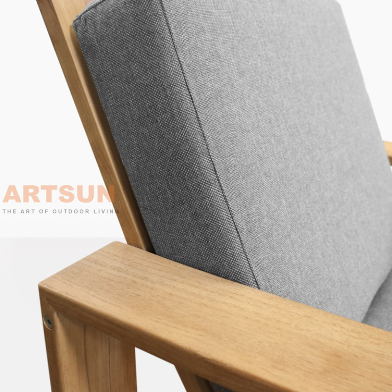 طقم أريكة خارجي من خشب الساج الحديث مع وسائد