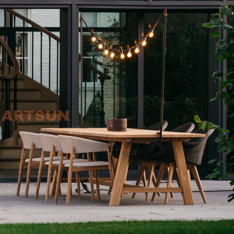 حار بيع خشب الساج كرسي الطعام مع تصميم حبل المنسوجة للفندق