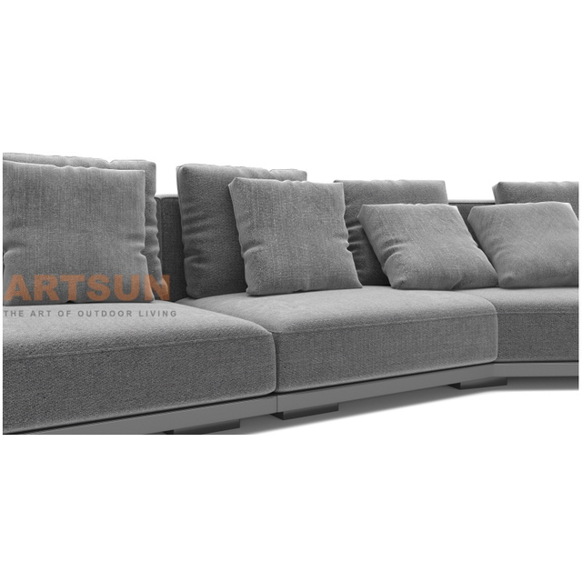 أريكة خارجية حديثة مع طاولة جانبية بتصميم منحني فاخر