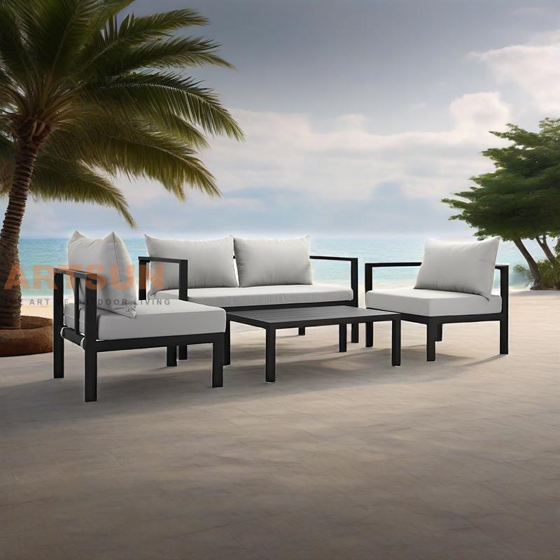 طقم أريكة مقطعية خارجية من الألومنيوم حديث عالي الجودة