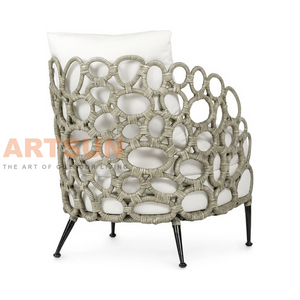 كرسي أريكة من الحبال الاصطناعية المنسوجة في الهواء الطلق لردهة فندق الخمس نجوم