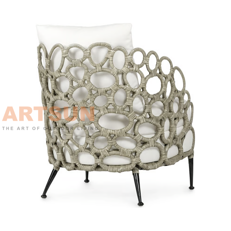 كرسي أريكة من الحبال الاصطناعية المنسوجة في الهواء الطلق لردهة فندق الخمس نجوم