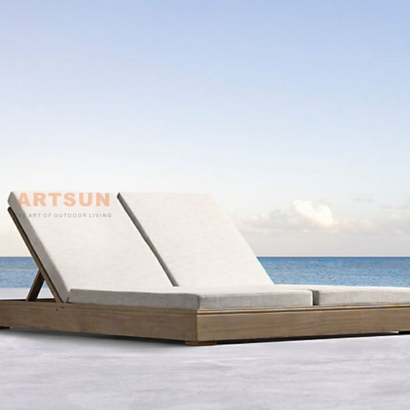 بالجملة فندق Resort Beach Teain Wood Wood Double Chaise Lounge