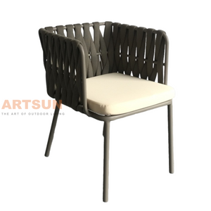 كرسي خارجي من الألومنيوم منسوج بحبل فاخر لمشاريع الحدائق والفنادق في الفناء