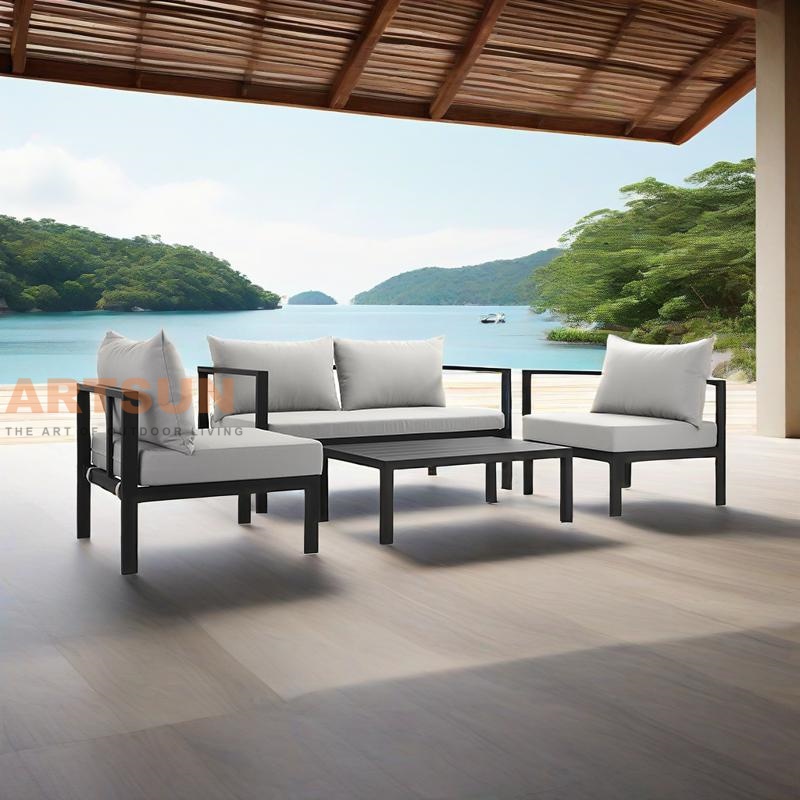 طقم أريكة مقطعية خارجية من الألومنيوم حديث عالي الجودة