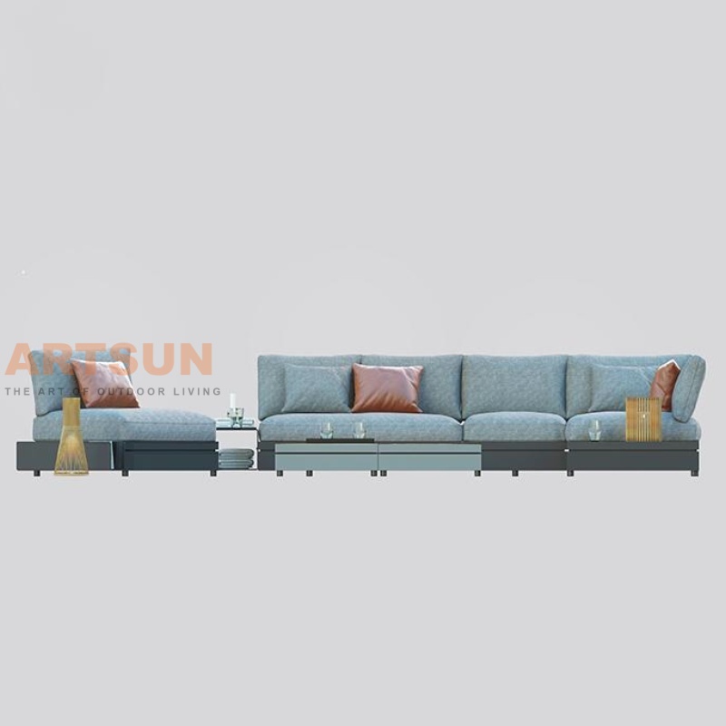  طقم أريكة مقطعية خارجية من الألومنيوم حديث فاخر للفناء