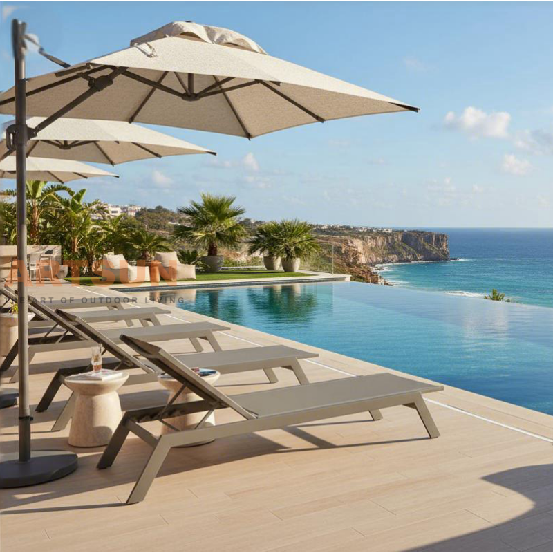 كرسي تيسلين ألومنيوم للتشمس سريع الجفاف وقابل للتنفس للفنادق والمنتجعات